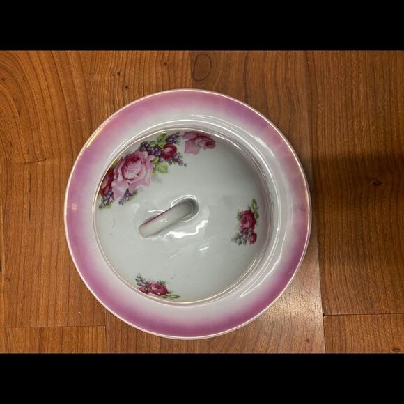 Vintage German auto Herbert rose pattern, covered dish/porcelain - Picture 2 of 6